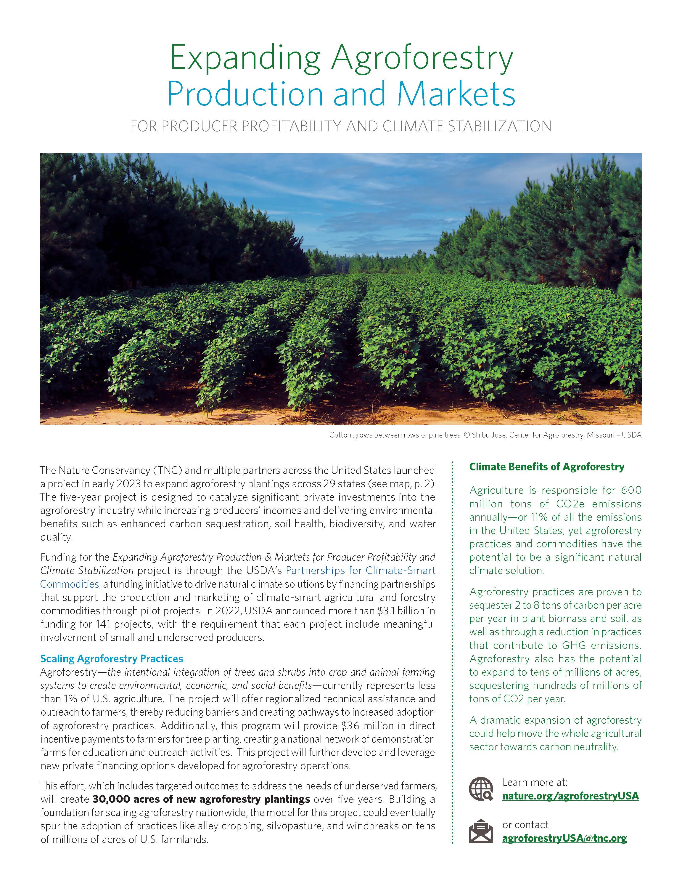 A fact sheet about the Expanding Agroforestry Production and Markets program