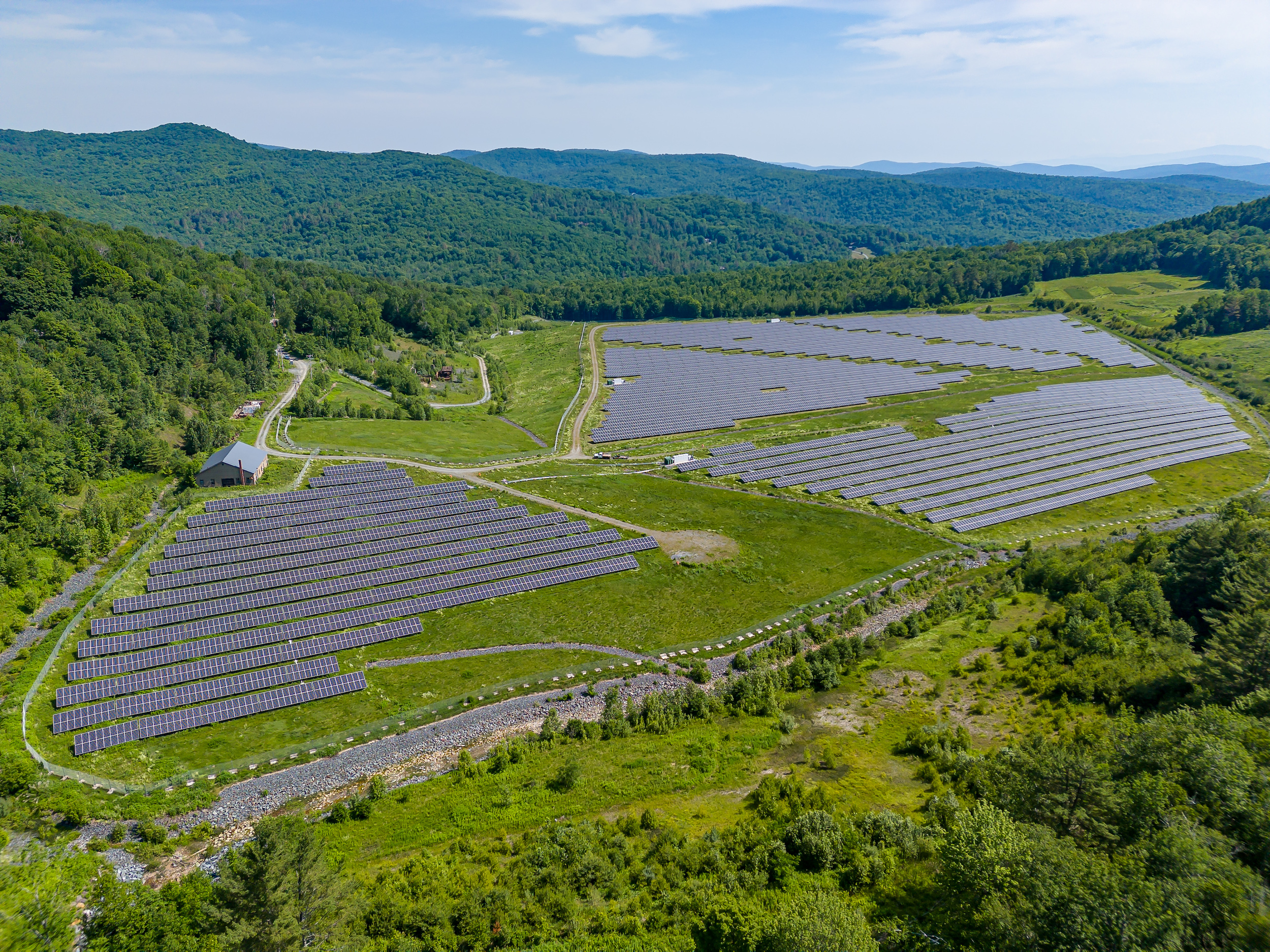 Aerial view of a solar array development. 