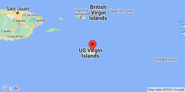 Map with marker: St. Croix, U.S. Virgin Islands